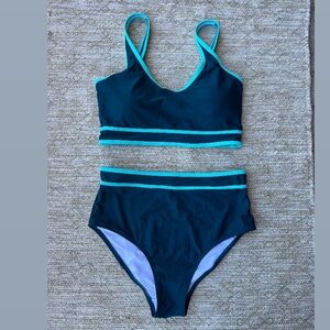 B Swim Two Piece Swimming Set  in Blue Turquouise Size M